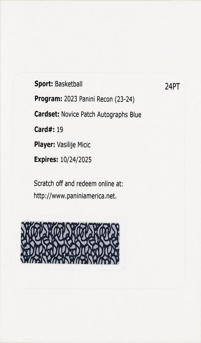 Vasilije Micic 2023 panini Recon