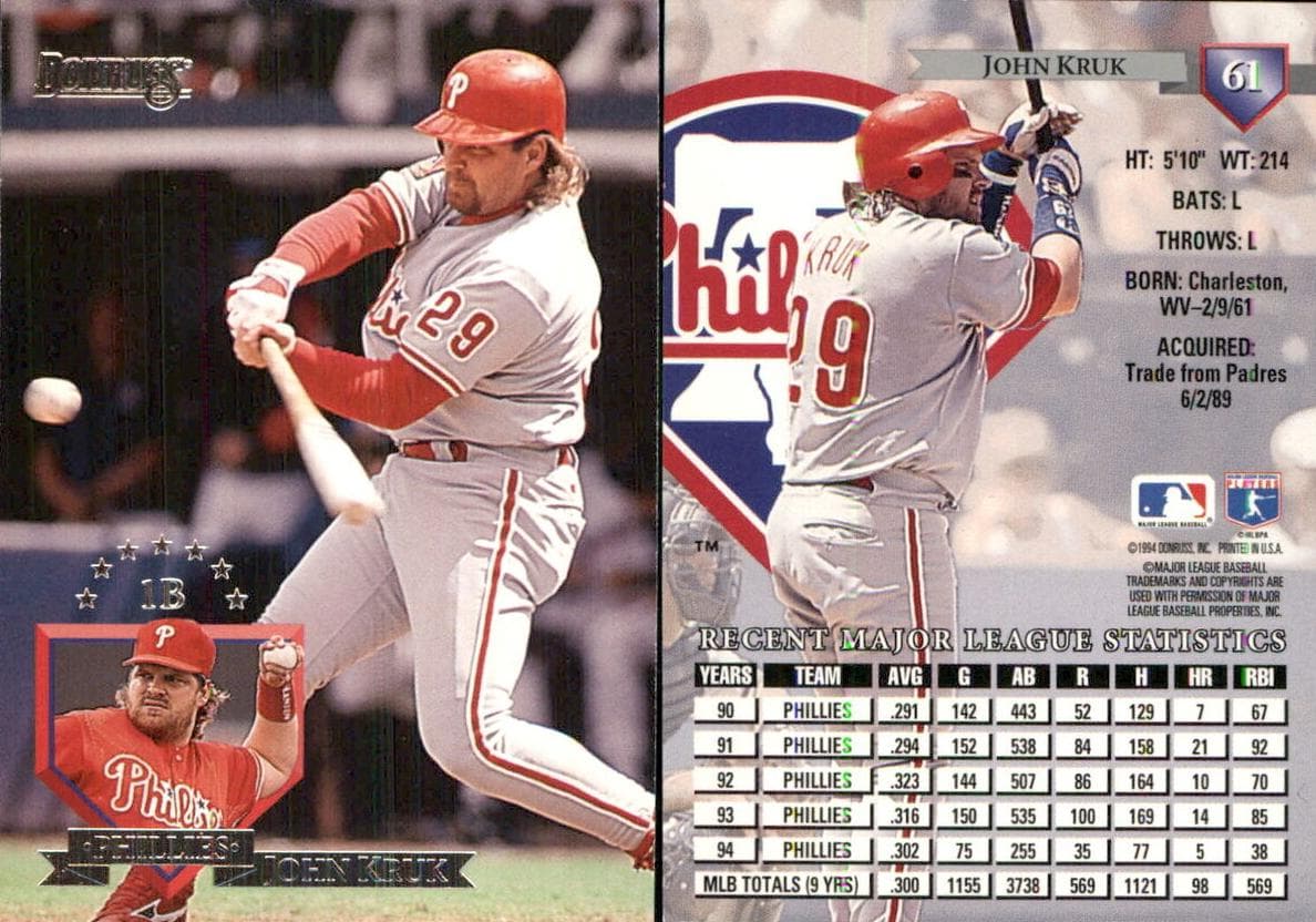 John Kruk 1995 panini Donruss