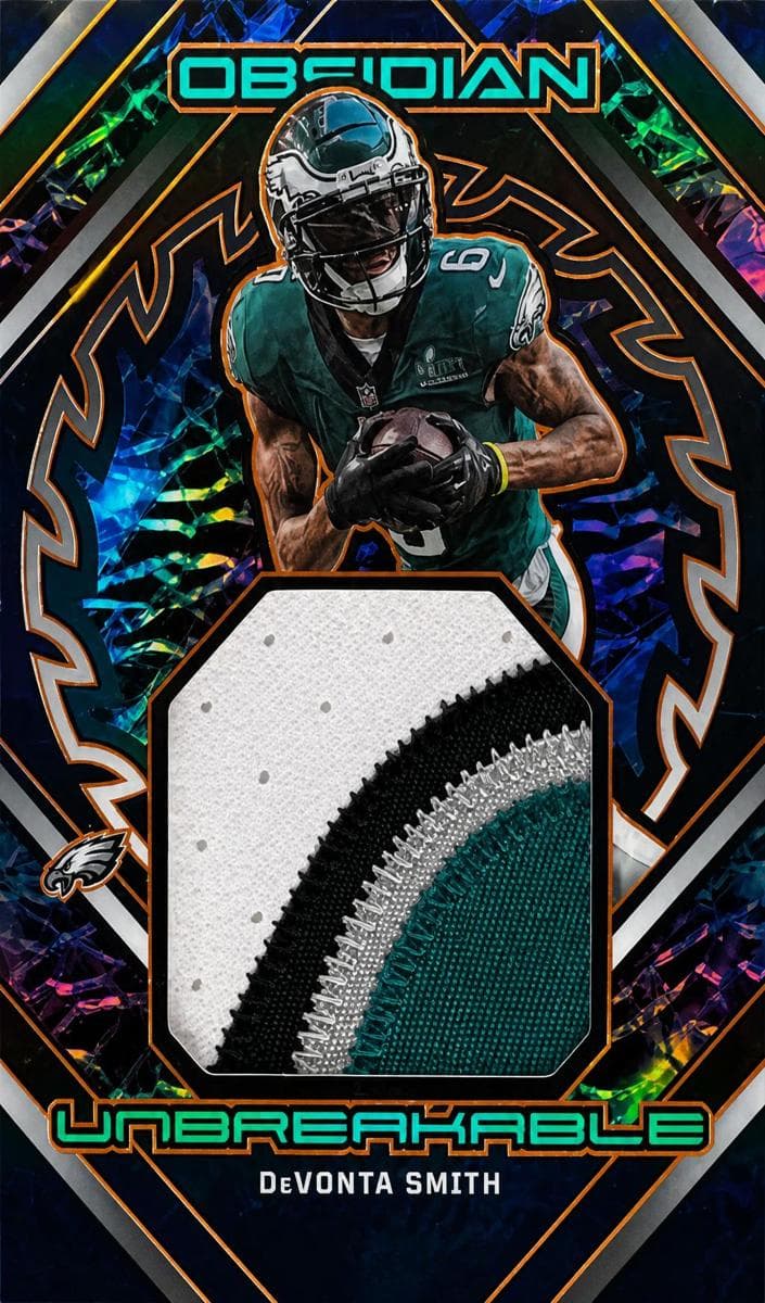DeVonta Smith 2023 panini Obsidian Unbreakable Memorabilia Football Electric Etch Orange