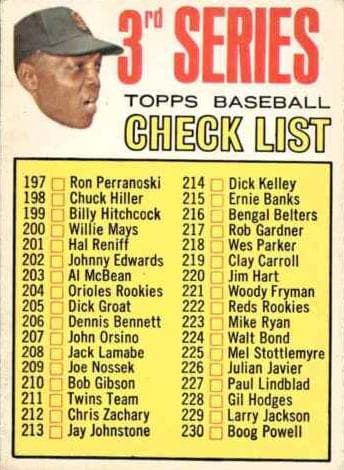 3rd Series Checklist 197-283 1967 topps O-Pee-Chee
