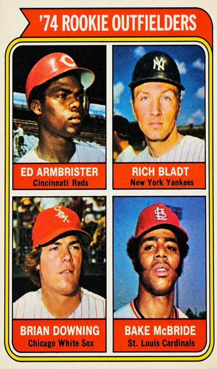 1974 Rookie Outfielders (Ed Armbrister / Rich Bladt / Brian Downing / Bake McBride) #601