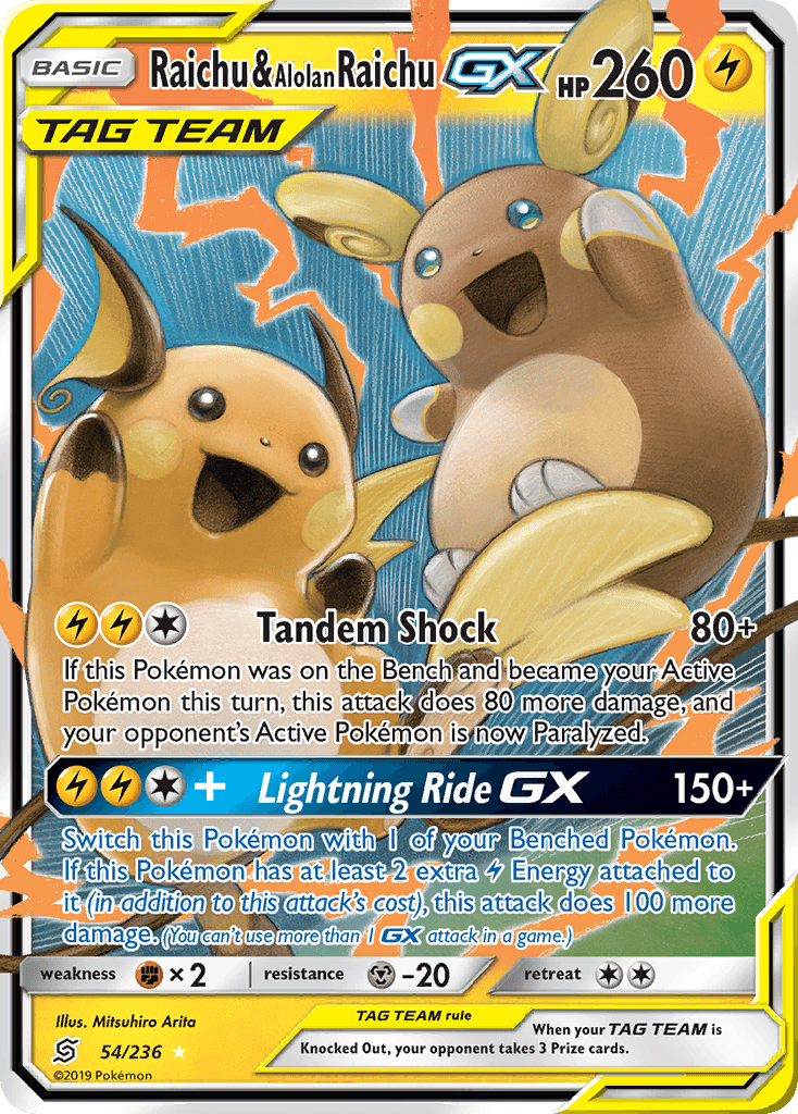 Raichu & Alolan Raichu GX 2019 Pokemon Unified Minds