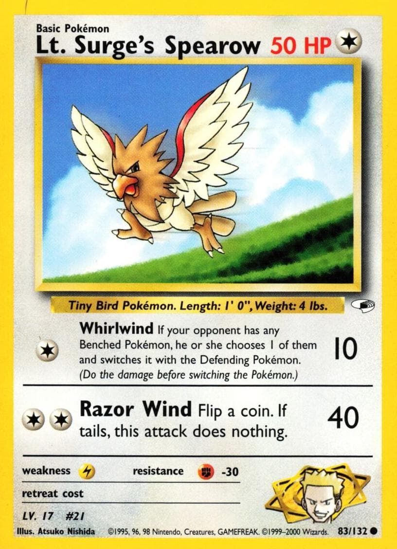 Lt. Surge's Spearow trading card