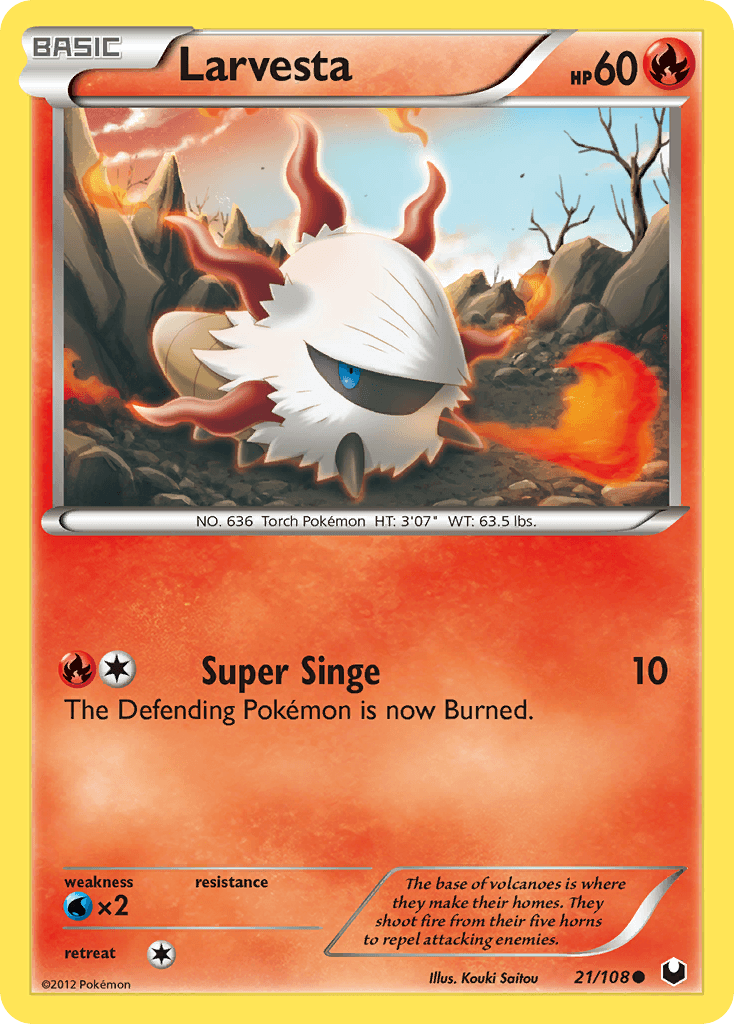 Larvesta 2012 Pokemon Dark Explorers Reverse Holo
