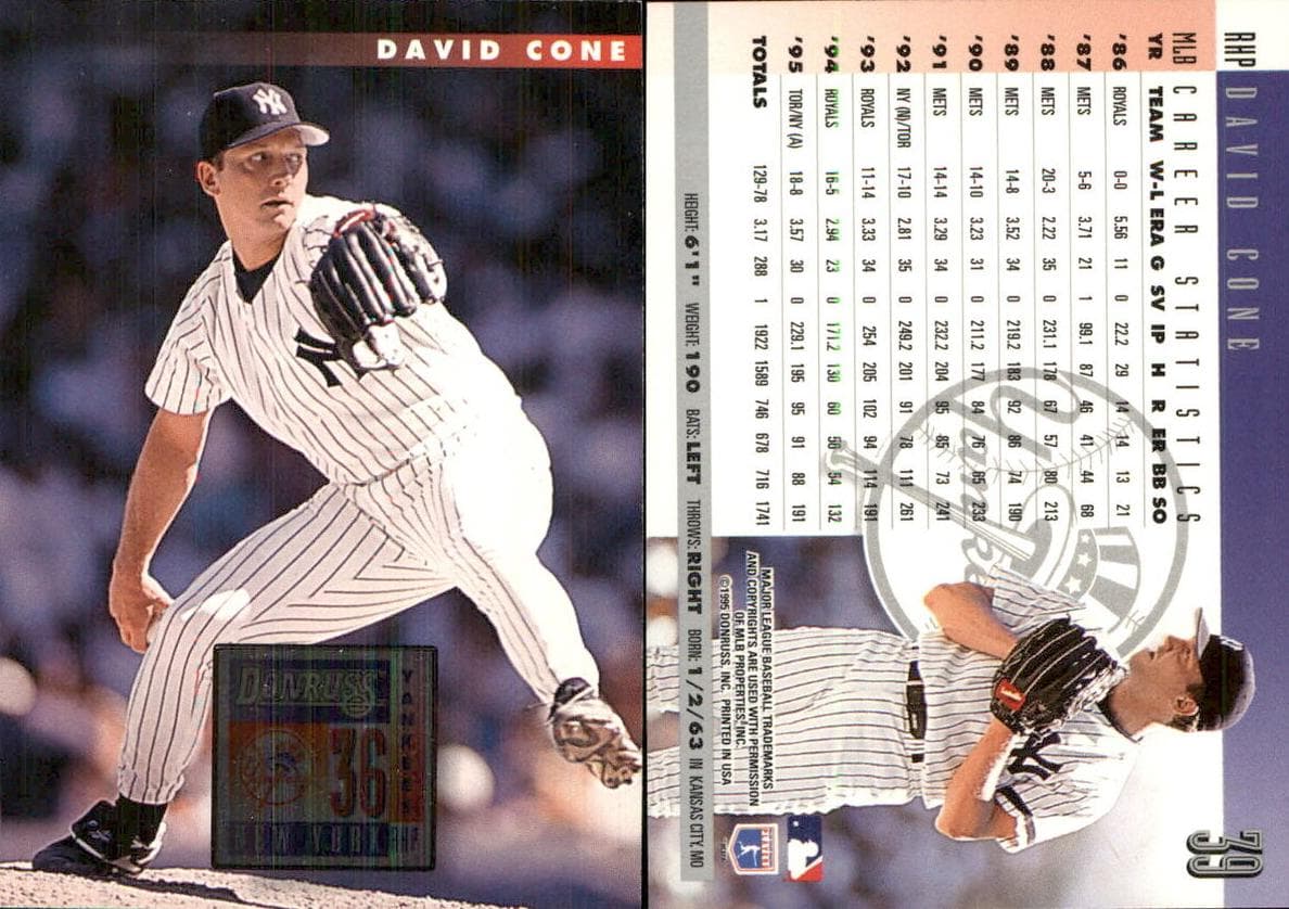 David Cone 1996 panini Donruss