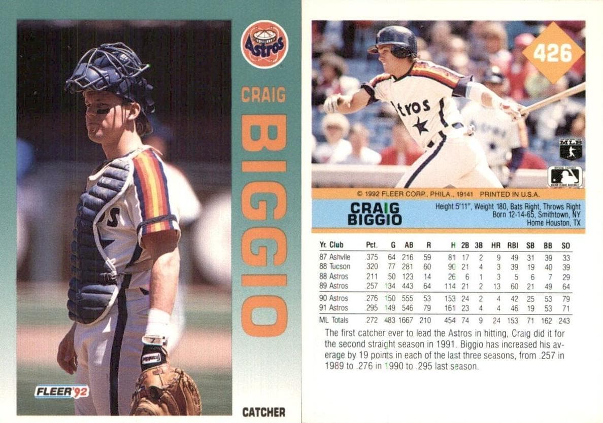 Craig Biggio 1992 fleer Fleer