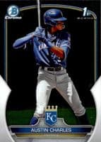 Austin Charles 2023 bowman Bowman Chrome Prospects - Aqua Lunar Crater Refractor (1st) example 1