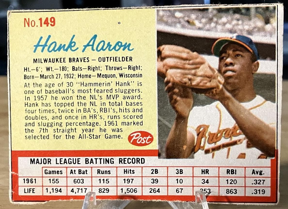Hank Aaron 1962 unknown