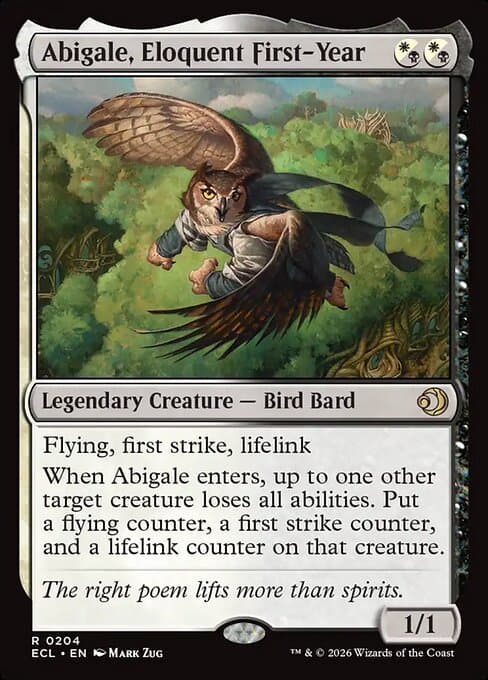 Abigale, Eloquent First-Year 2026 Magic: The Gathering Lorwyn Eclipsed Extended Art