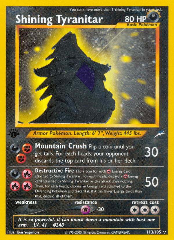 Shining Tyranitar 2002 Pokemon Neo Destiny 1st Edition