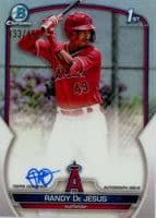 Randy De Jesus 2023 bowman Bowman Chrome Prospect Auto - Green Refractor (1st) example 1