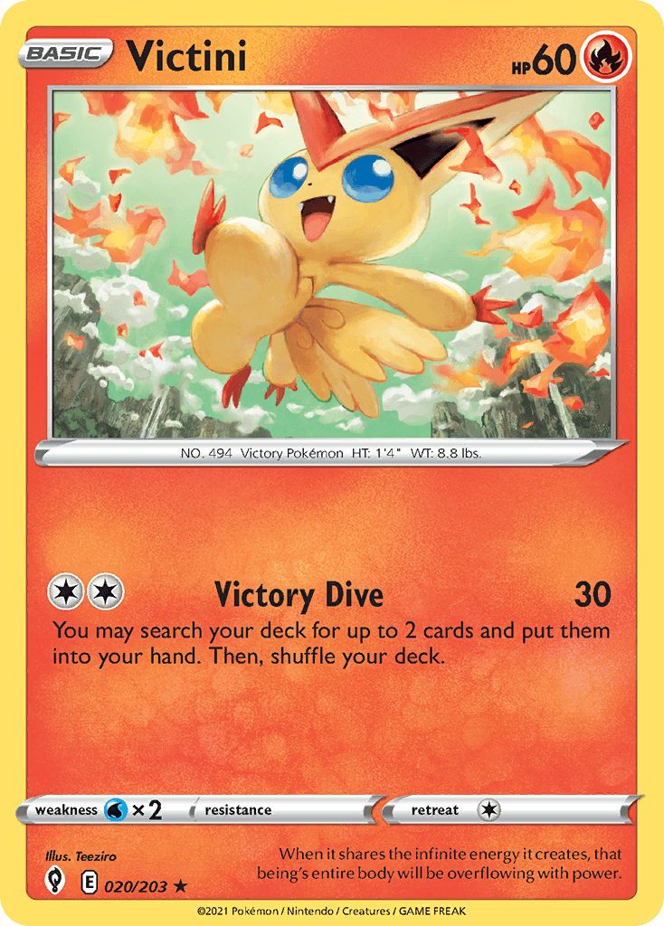 Victini 2021 Pokemon Evolving Skies Reverse Holo