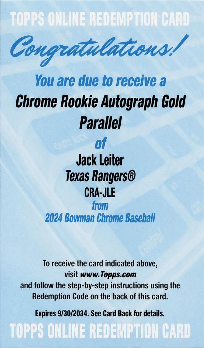 Jack Leiter 2024 bowman Bowman Chrome