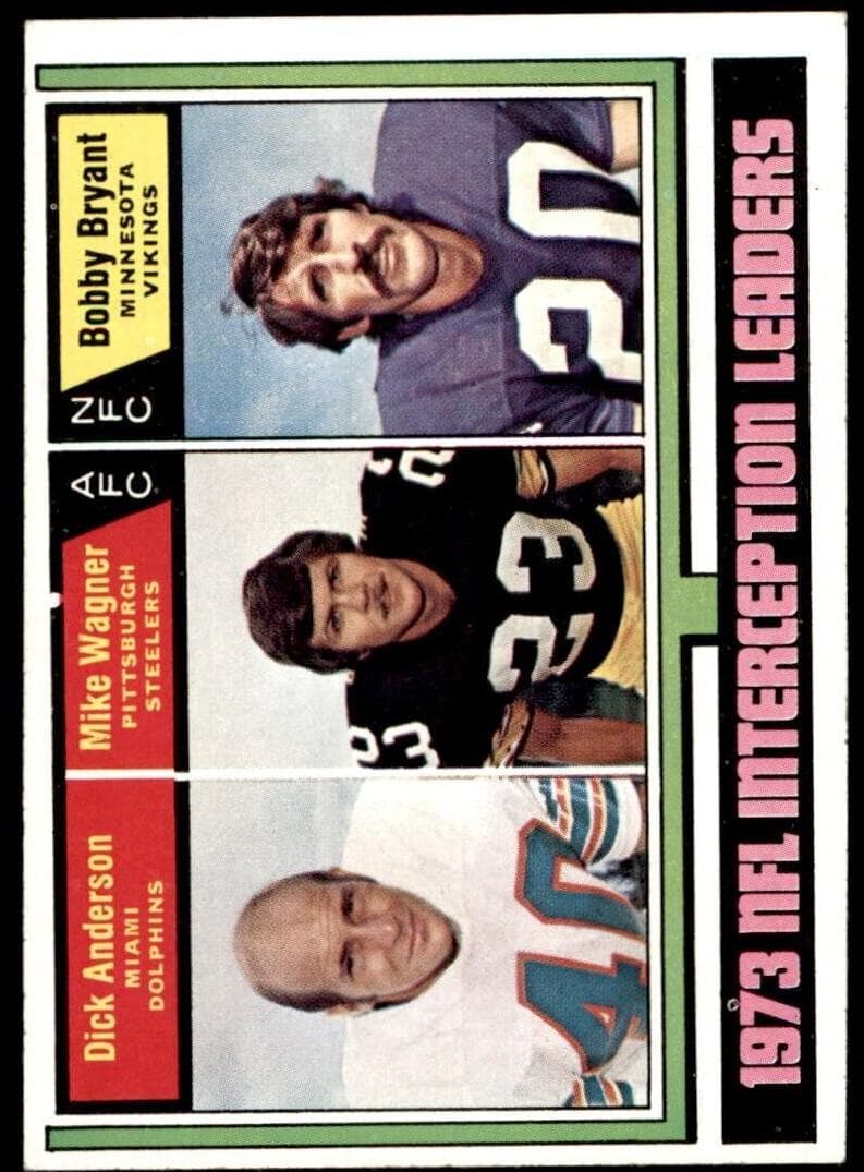 1973 NFL Interception Leaders (Dick Anderson / Mike Wagner / Bobby Bryant) #332