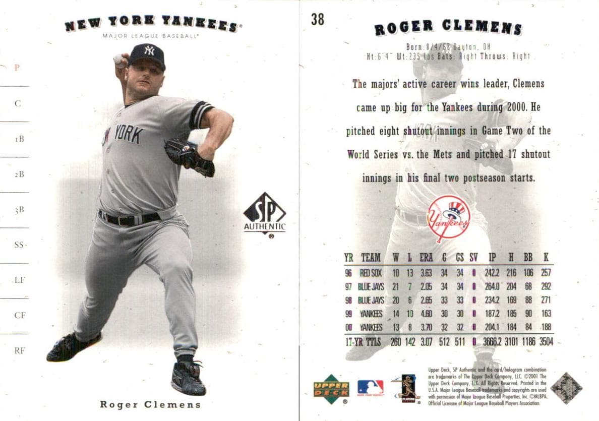 Roger Clemens 2001 upper-deck