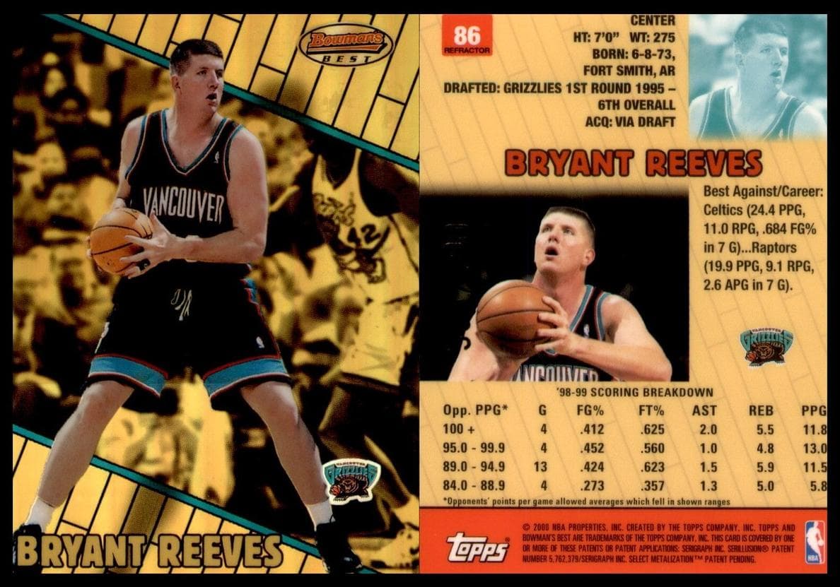 Bryant Reeves 1999 bowman Bowman's Best