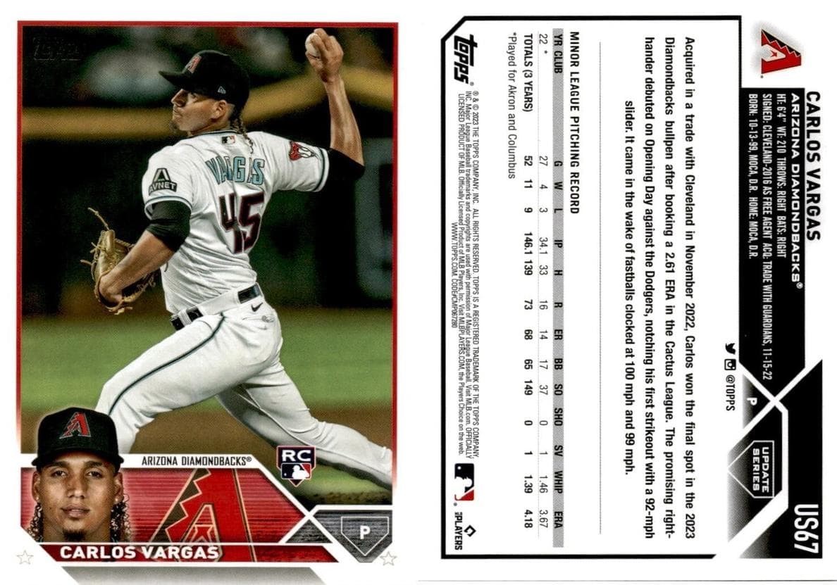 Carlos Vargas 2023 topps Topps Update