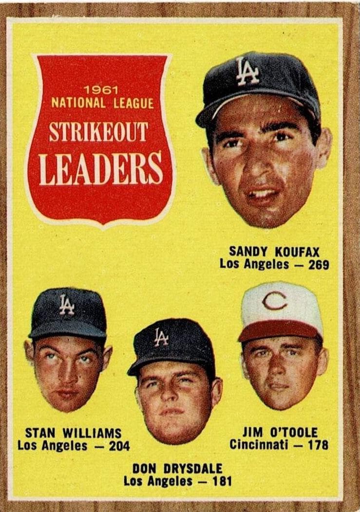 1961 National League Strikeout Leaders (Sandy Koufax / Stan Williams / Don Drysdale / Jim O'Toole) #60