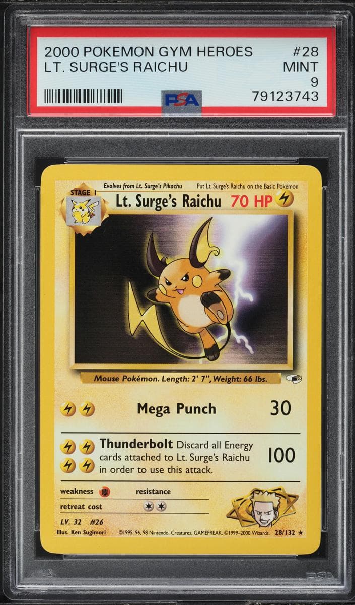 Lt. Surge's Raichu trading card