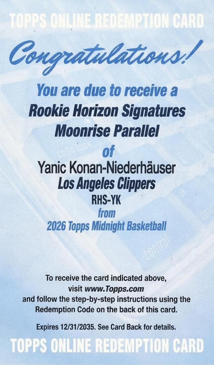 Yanic Konan-Niederhauser 2025 topps Topps Midnight