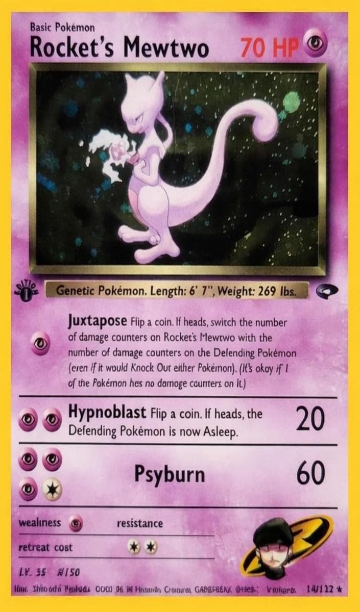 Rocket's Mewtwo trading card
