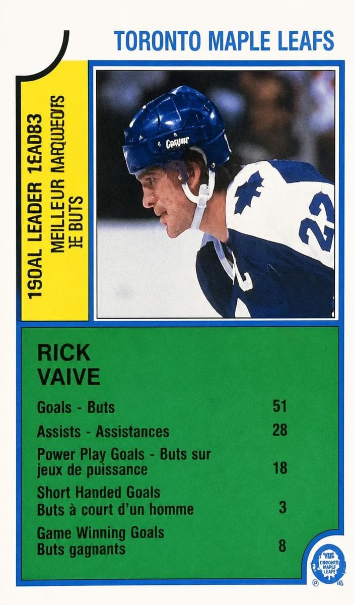 Rick Vaive trading card