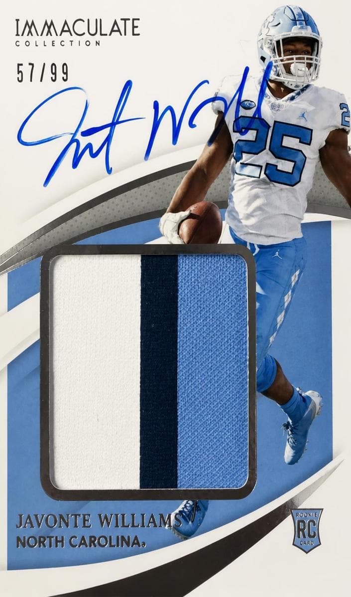 Javonte Williams 2021 panini Panini Immaculate Collection