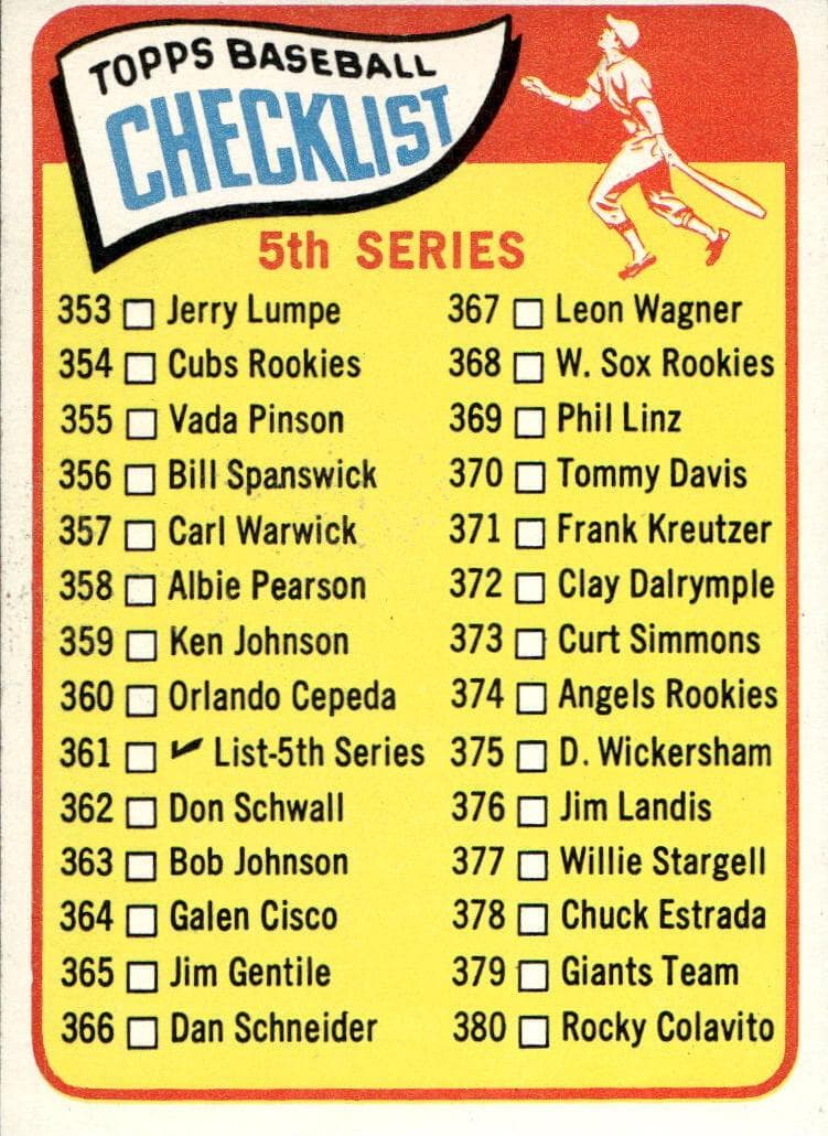 5th Series Checklist: 353-429 #361