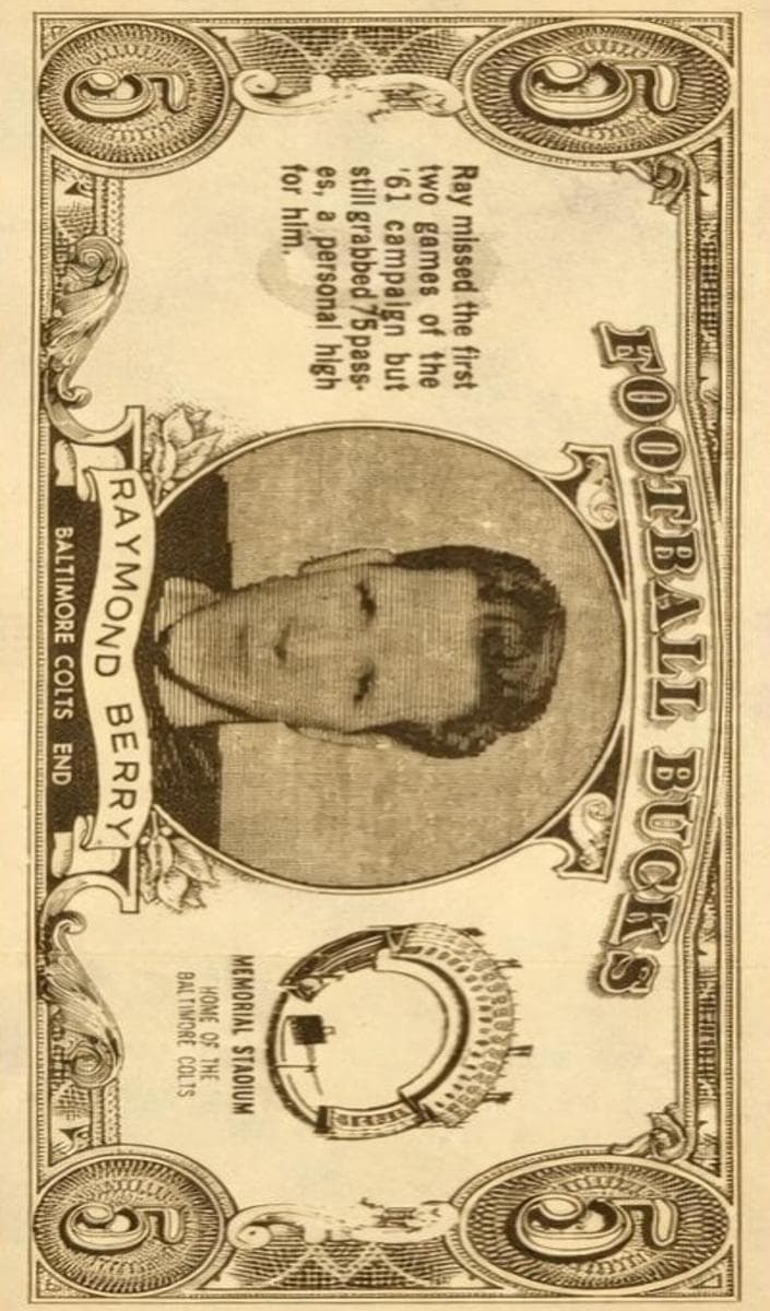 Raymond Berry 1962 topps