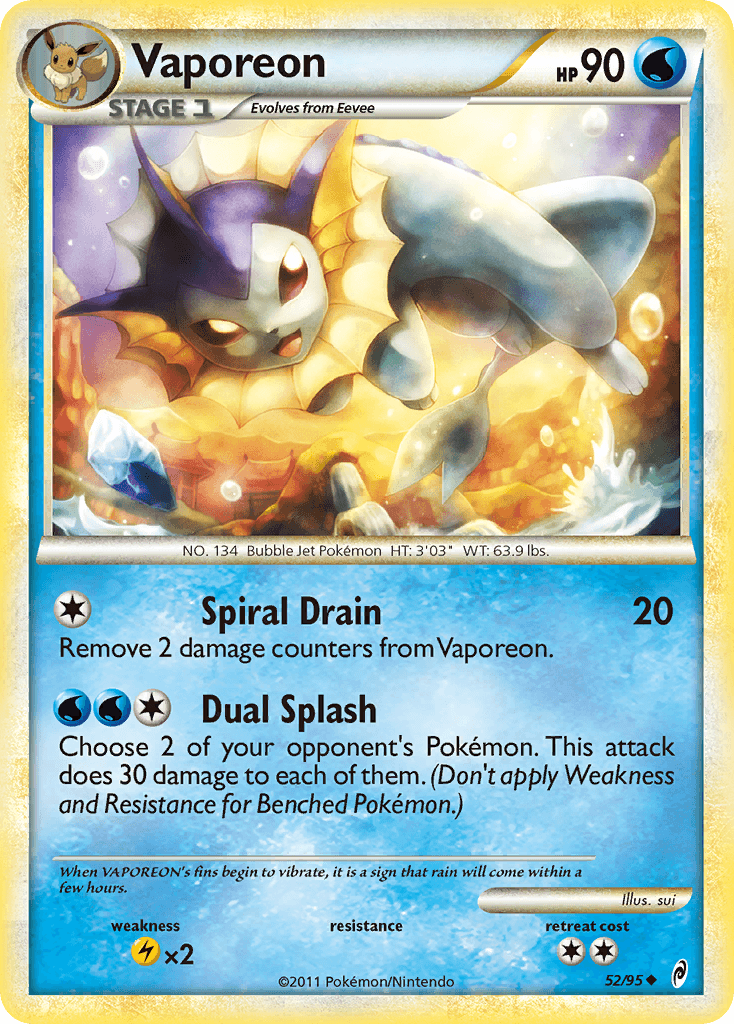 Vaporeon 2011 Pokemon Call of Legends Reverse Holo