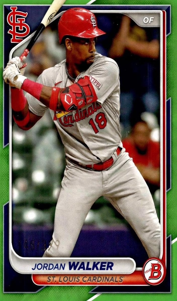 Jordan Walker 2024 bowman Baseball Neon Green