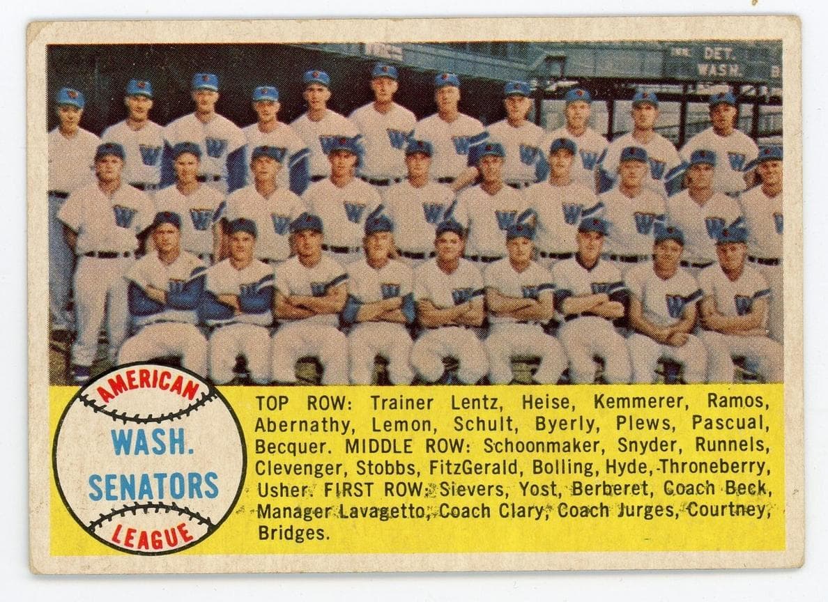 Washington Senators 1958 topps Topps