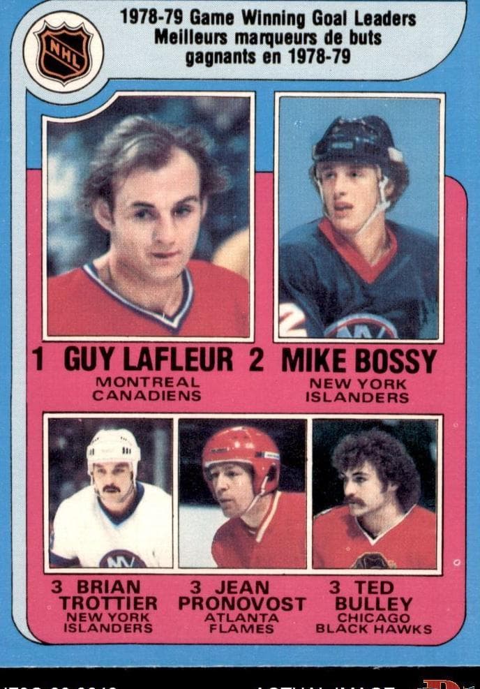 1978-79 Game Winning Goal Leaders (Guy Lafleur / Mike Bossy / Bryan Trottier / Jean Pronovost / Ted Bulley) #7