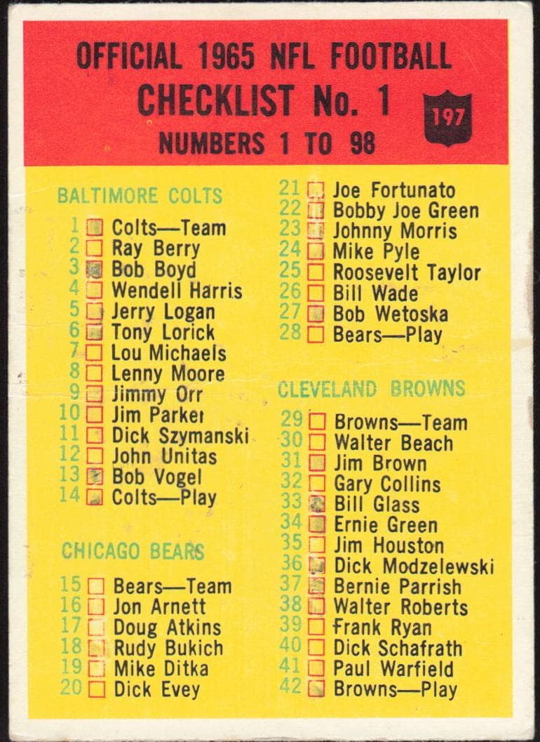 Checklist 1 1965 unknown Philadelphia