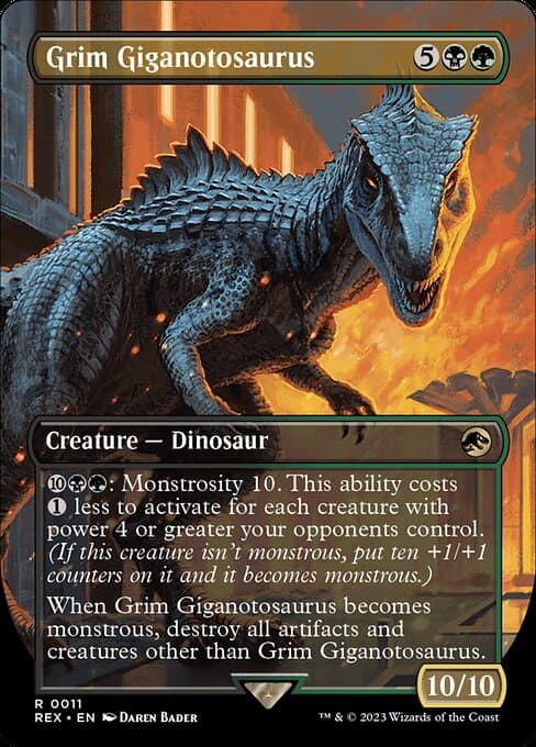 Grim Giganotosaurus 2023 Magic: The Gathering Jurassic World Borderless