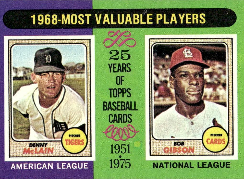 1968 MVPs (Denny McLain / Bob Gibson) 1975 topps Topps