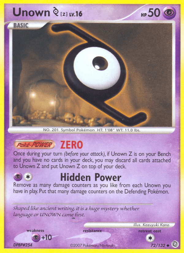 Unown Z 2007 Pokemon Secret Wonders