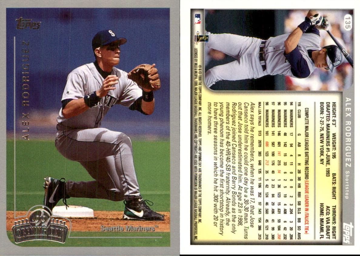 Alex Rodriguez 1999 topps Topps Opening Day