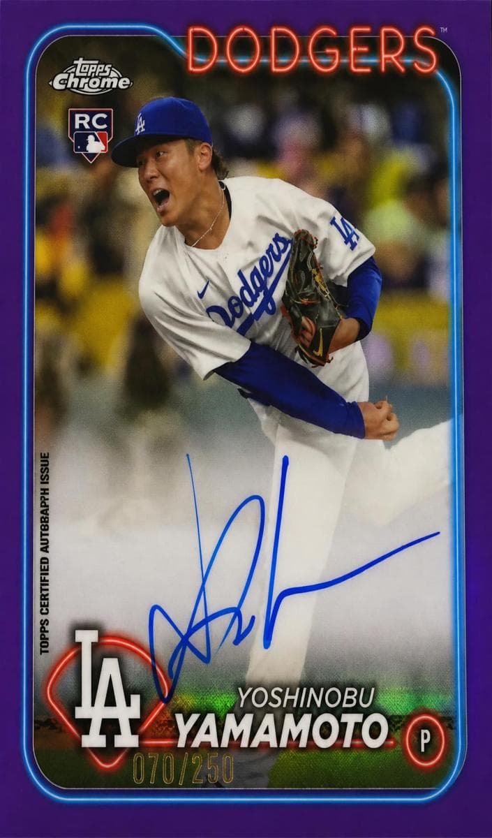 Yoshinobu Yamamoto 2024 Topps Chrome auto card