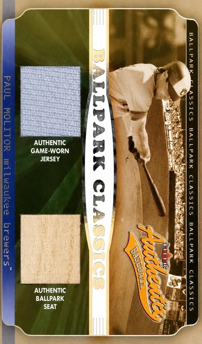 Paul Molitor 2002 fleer Authentix Ballpark Classics Memorabilia