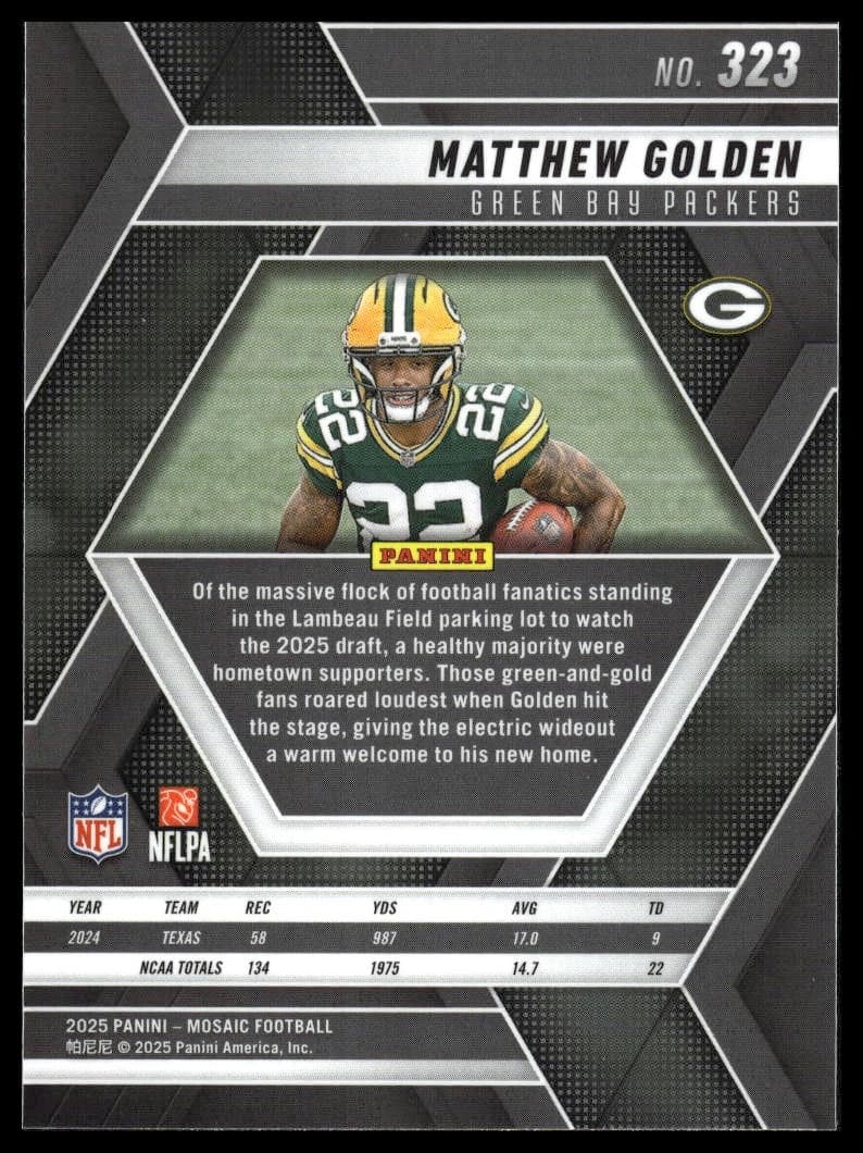 Matthew Golden 2025 panini Mosaic Choice Red & Green example 1