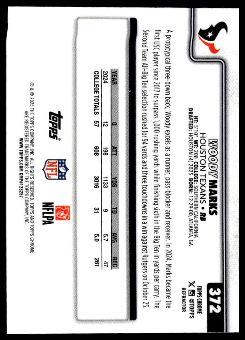 Woody Marks trading card