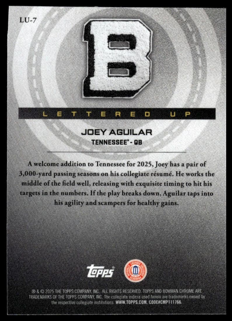 Joey Aguilar trading card