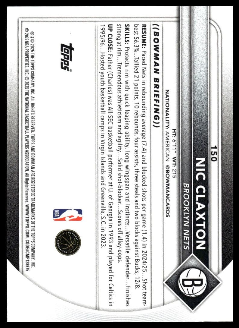 Nic Claxton trading card
