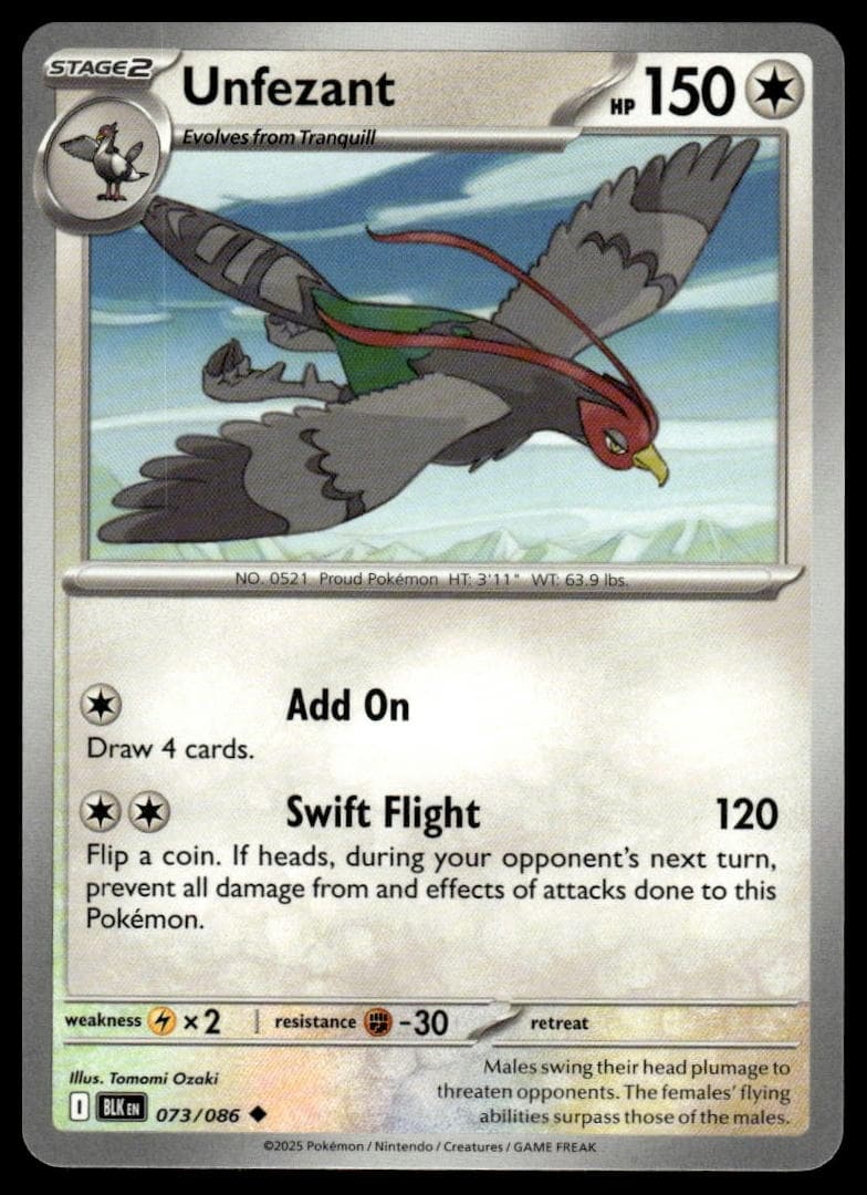 Unfezant trading card