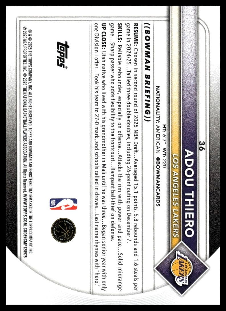 Adou Thiero trading card