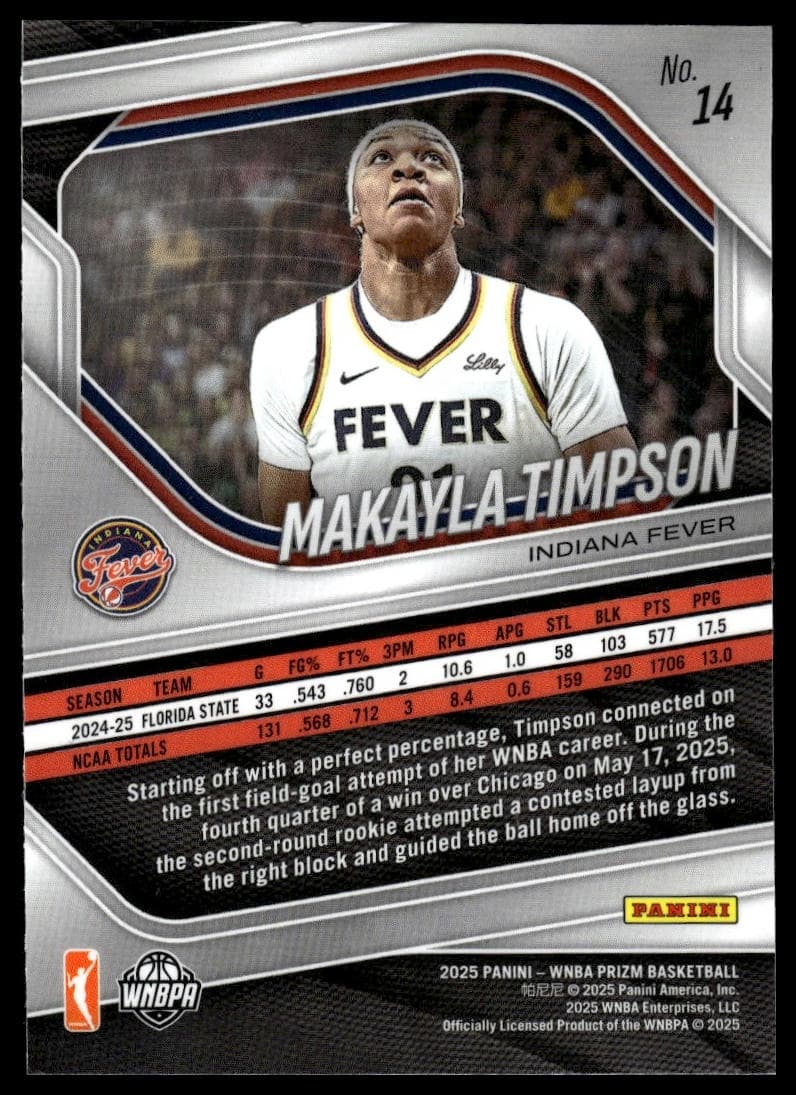 Makayla Timpson trading card