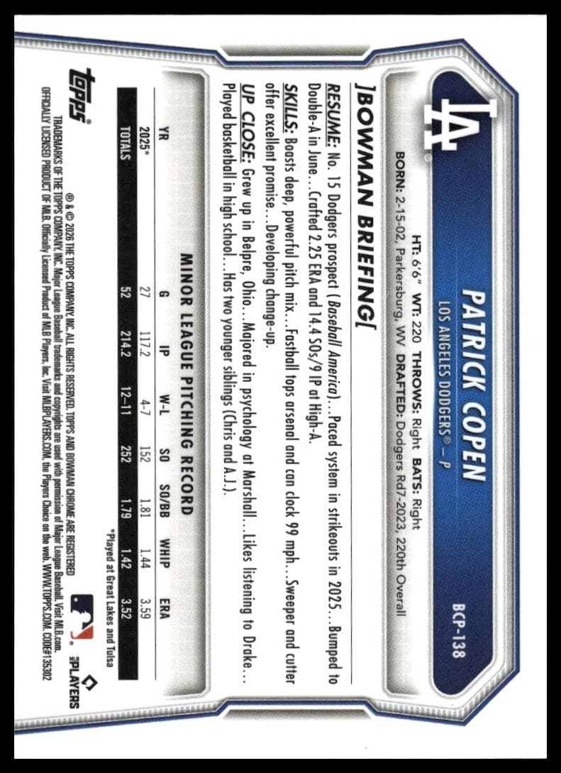 Patrick Copen trading card