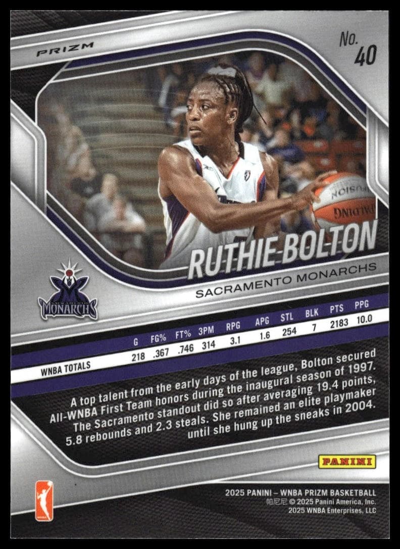 Ruthie Bolton trading card