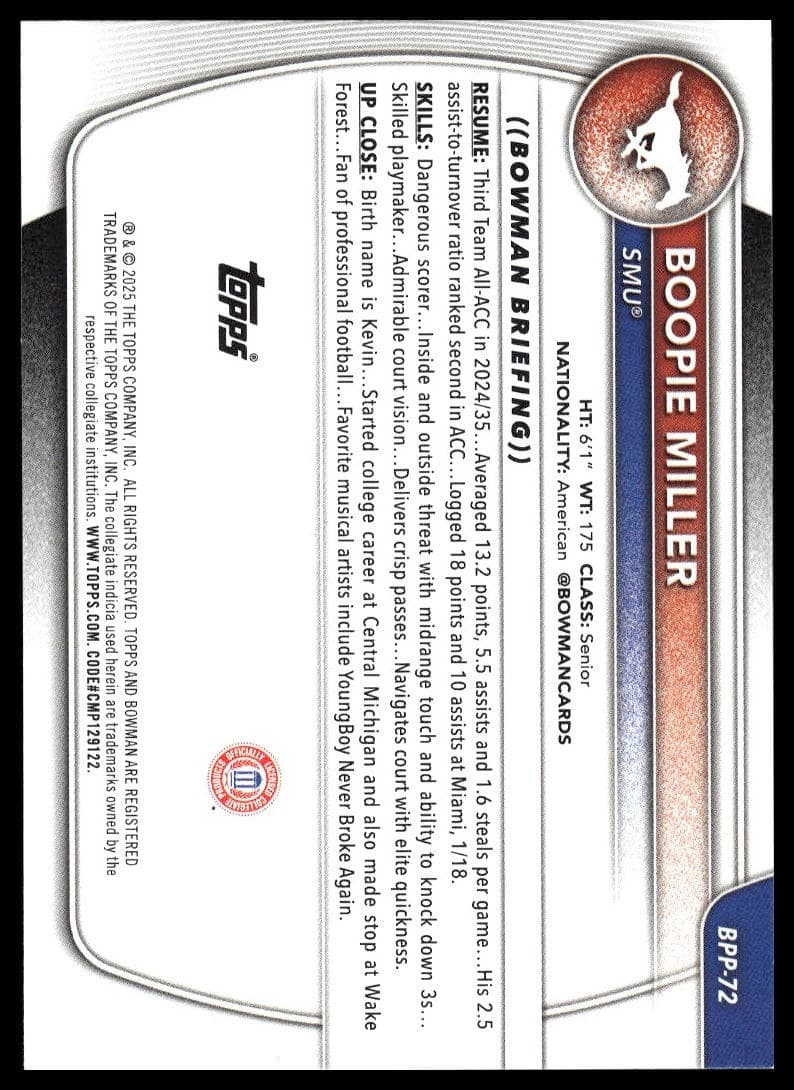 Boopie Miller trading card
